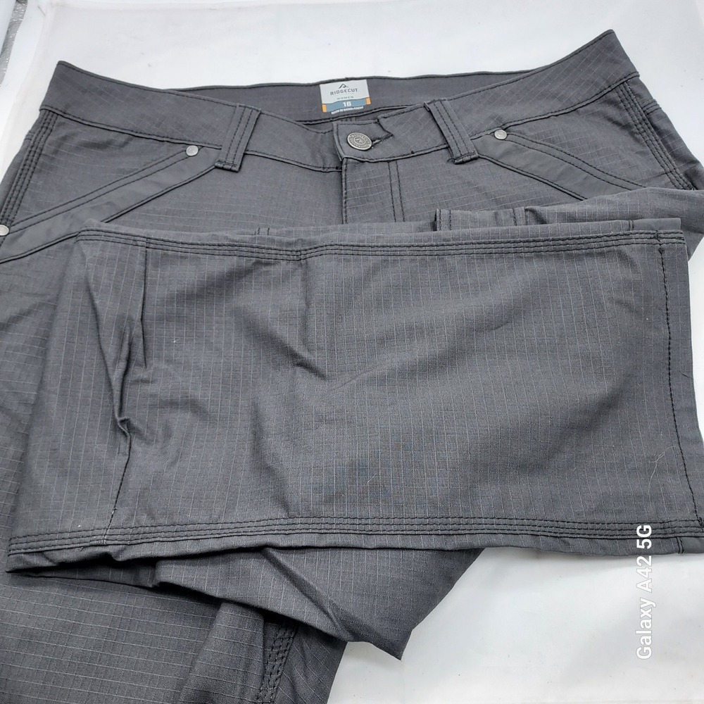 Ridgecut Toughwear Women 16 Gray Ripstop Cargo Work Utility Pants RC11011 S2022‎